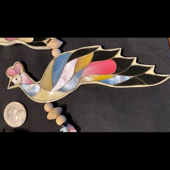 Lee Sands peacock necklace and earrings . Good vintage condition. - Picture 3 of 3